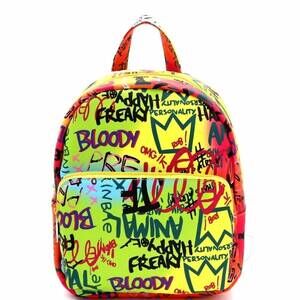 NEW HELLO 3 AM women's graffiti backpack in yellow